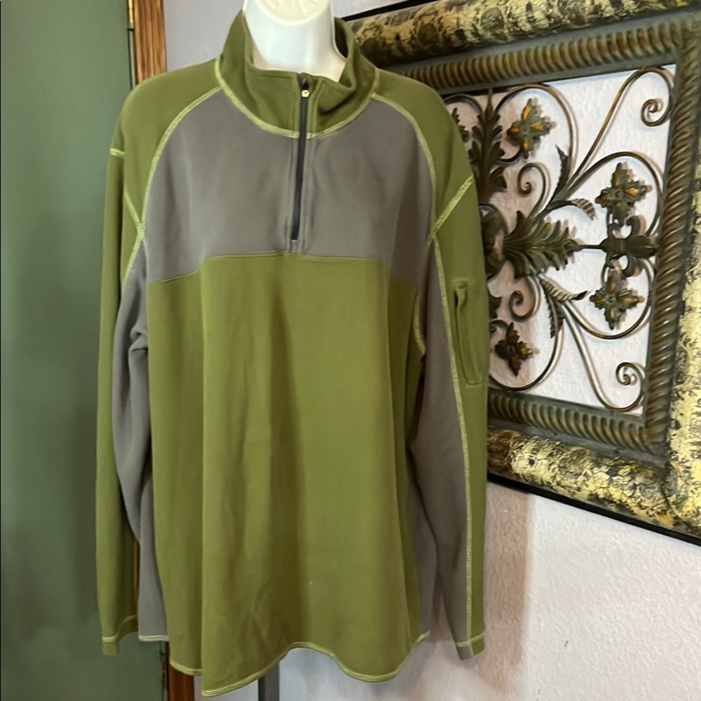Eddie Bauer Olive and Gray Quarter-Zip Pullover Sz XXL men’s